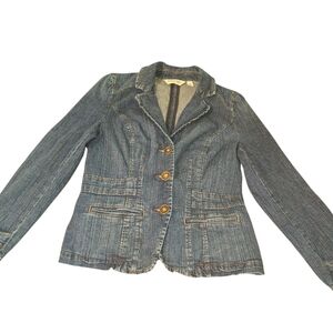 Boho Fairy Denim Jacket Petite Small Dark Wash.